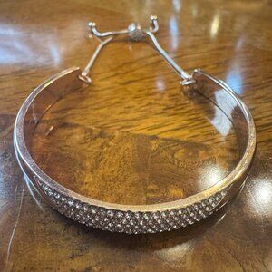 Adjustable Rose Gold Bangle with Crystal Accent